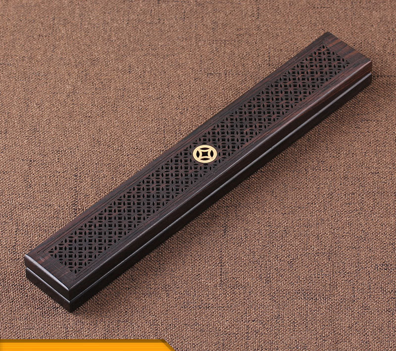Wooden thread incense box, black sandalwood inlaid with boxwood, sleeping incense burner, incense burner, household indoor agarw - V.I.P Digital Presence