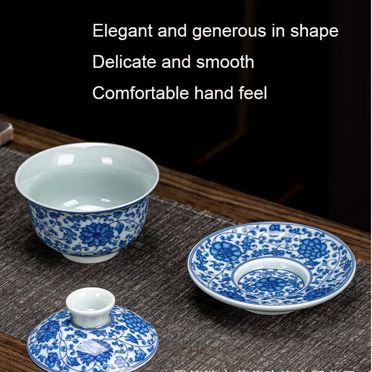 Ceramic set, three talents, covered bowl, old clay, retro kung fu tea set, tea bowl, underglaze tiger cup, Jingdezhen - V.I.P Digital Presence