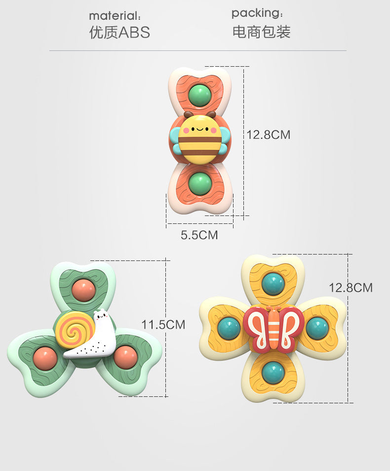 3pcs cartoon baby bath toy bee butterfly snail insect cute rotating fidget spinner toy with suction cup for kids gifts wholesale - V.I.P Digital Presence