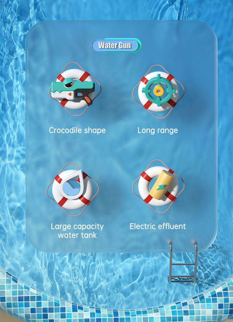 Cute Crocodile Automatic Electric Water Gun Summer Toy Gun Beach Outdoor Water Fight Toys - V.I.P Digital Presence