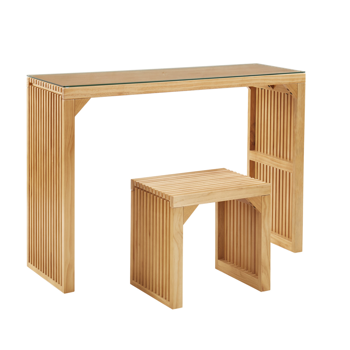 Pine Dining Bench and Table, Indoor Wood Bench for Entryway,Living Room,Kitchen and Bench Set (Nature, Bench & Table) Small - V.I.P Digital Presence