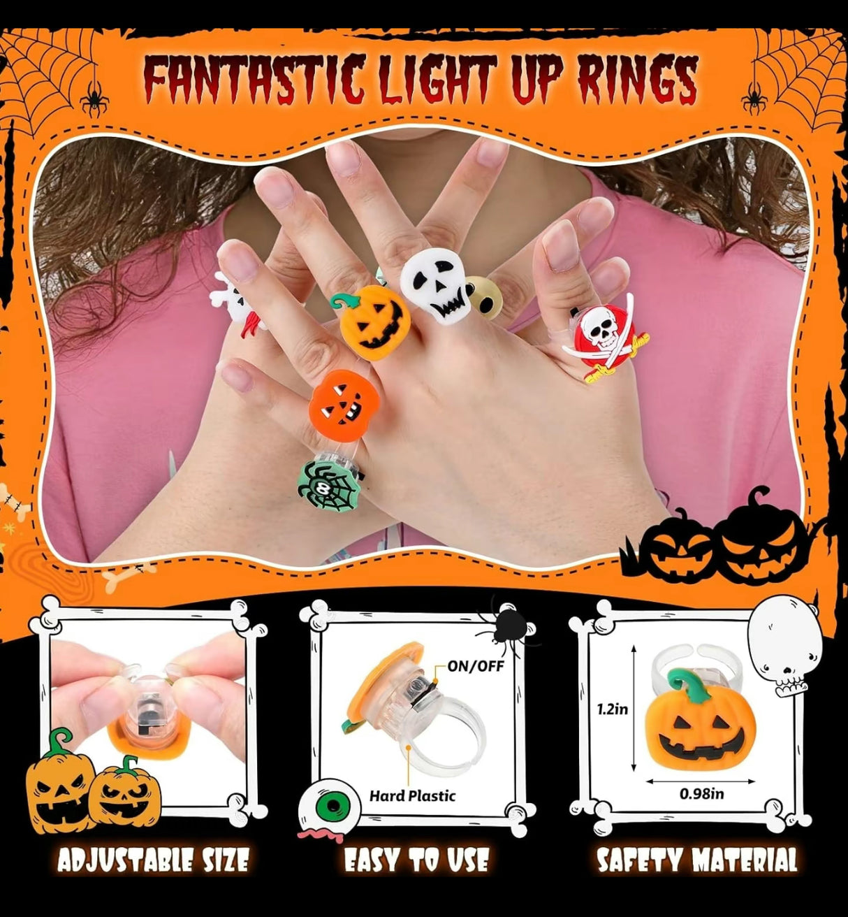 GlowFright Halloween Rings