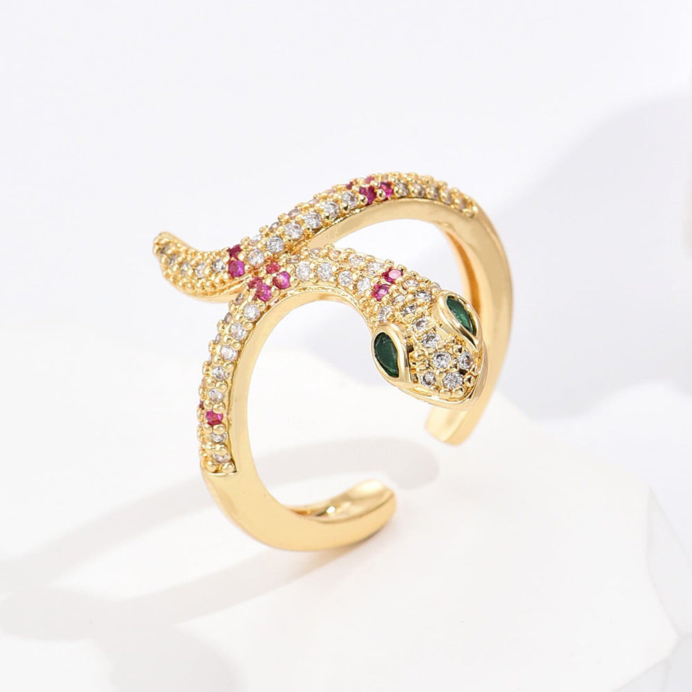 European and American snake shaped opening ring female INS niche personality ring - V.I.P Digital Presence