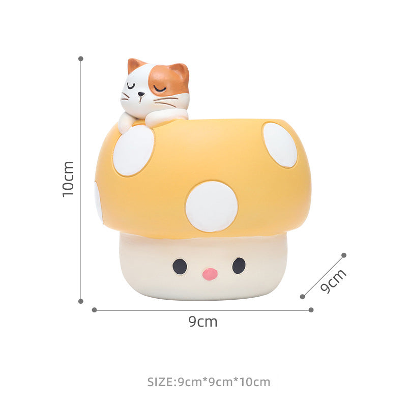 Horticultural Cartoon Creative Fun Mushroom Resin Flower Pot Container Desktop Landscape Potted Flower Utensils - V.I.P Digital Presence