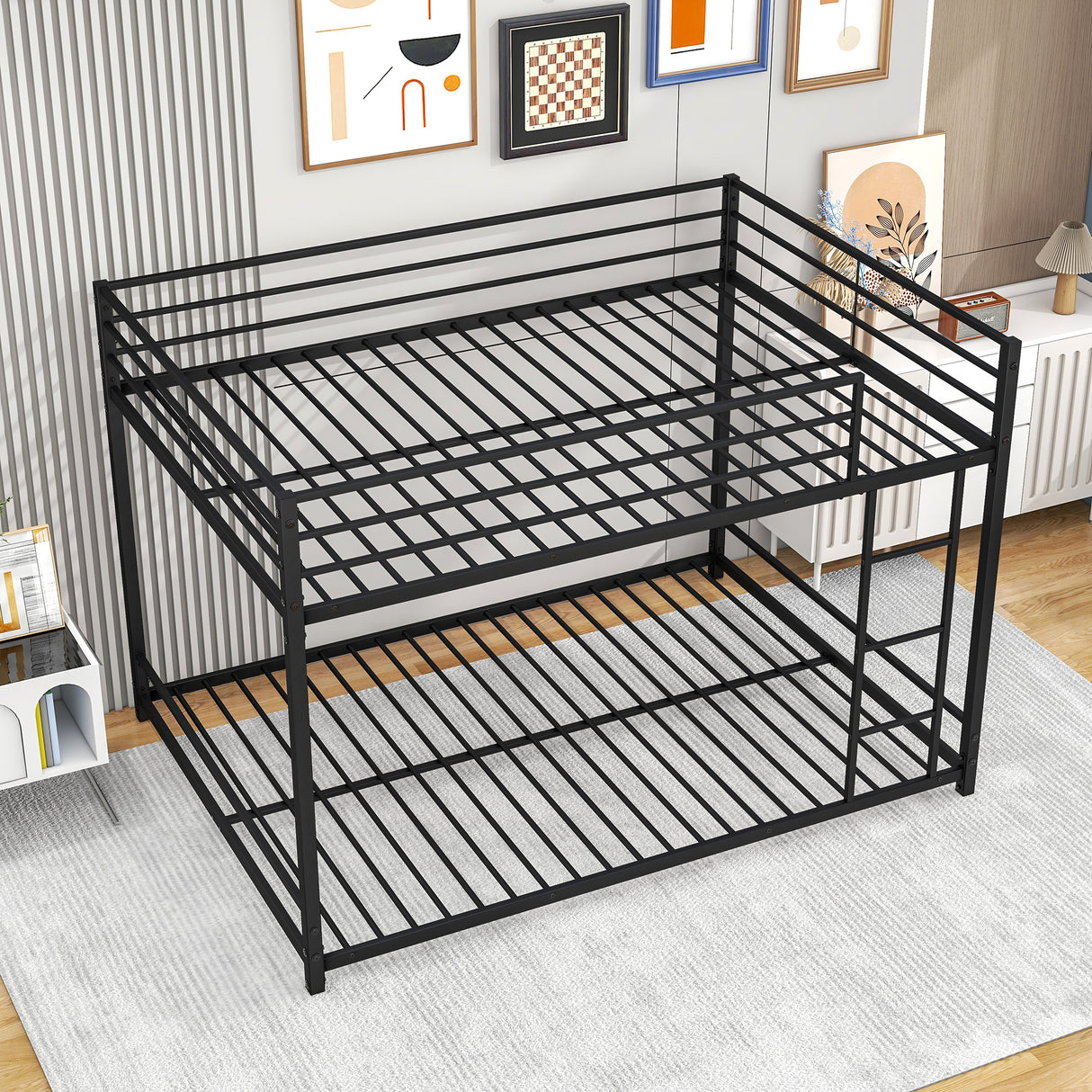 Metal Bunk Bed Full Over Full Bunk Bed Frame with Safety Guard Rails Heavy Duty Space-Saving Design Easy Assembly Black - V.I.P Digital Presence