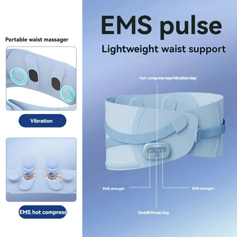 Shaping waist support belt waist massager massage belt EMS pulse hot compress vibration waist - V.I.P Digital Presence