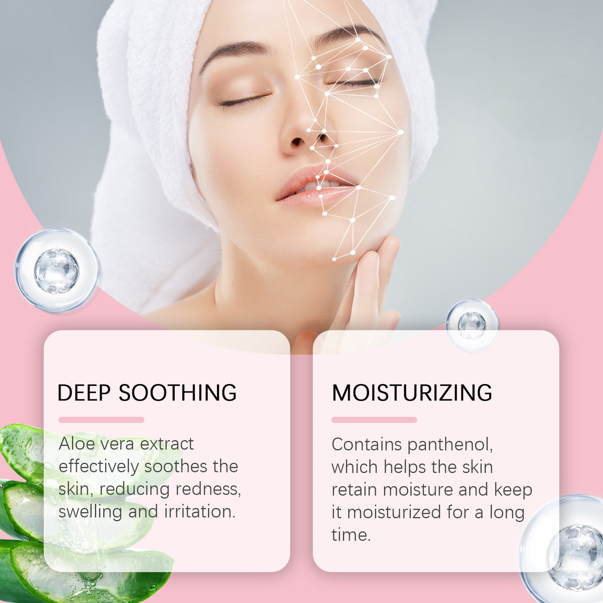 Aloe Vera Moisturizing Water, Repair Facial Skin Hydrating, Moisturizing, Clear, Elastic And Improve The State