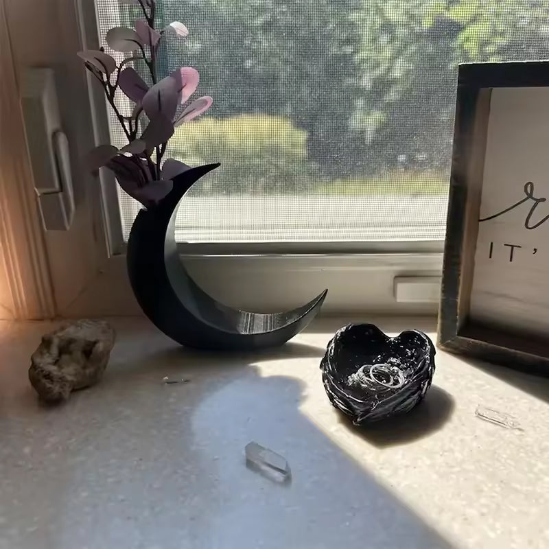 3D-printed Gothic Moon Vase, fits dried & artificial flowers. A unique home decor and desktop charm, a great gift too. - V.I.P Digital Presence