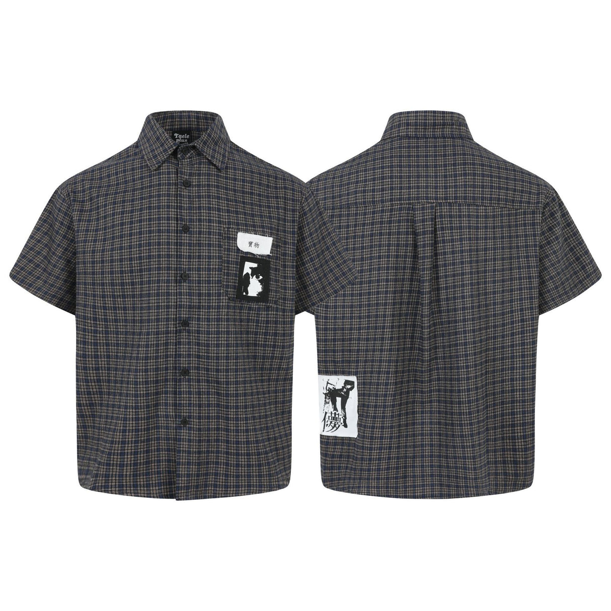 Grid graffiti sticker short sleeved shirt for men and women - V.I.P Digital Presence