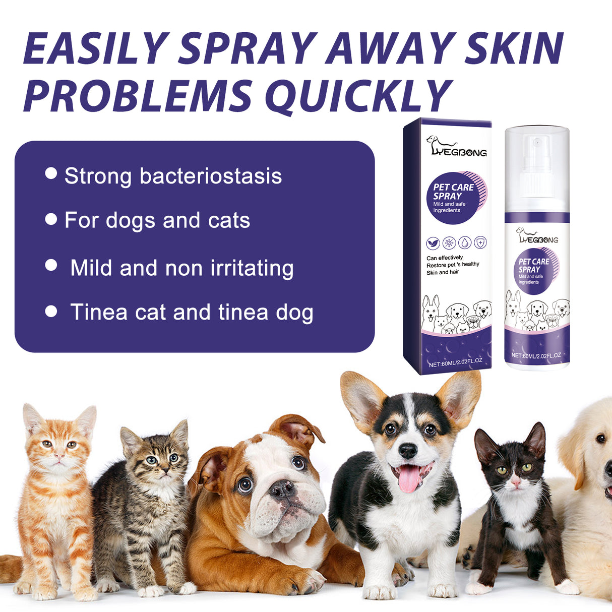 Pet Care Spray, Pet Cat And Dog Skin Wound Care Skin Moss Itchy Repair Spray - V.I.P Digital Presence