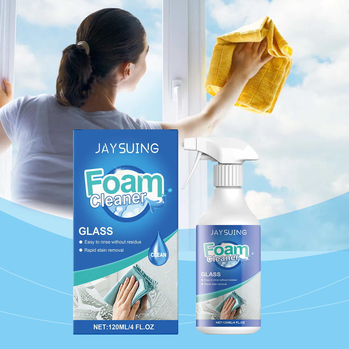 Glass Foam Cleaner cleans oil stains with refurbished daily maintenance glass cleaning spray - V.I.P Digital Presence