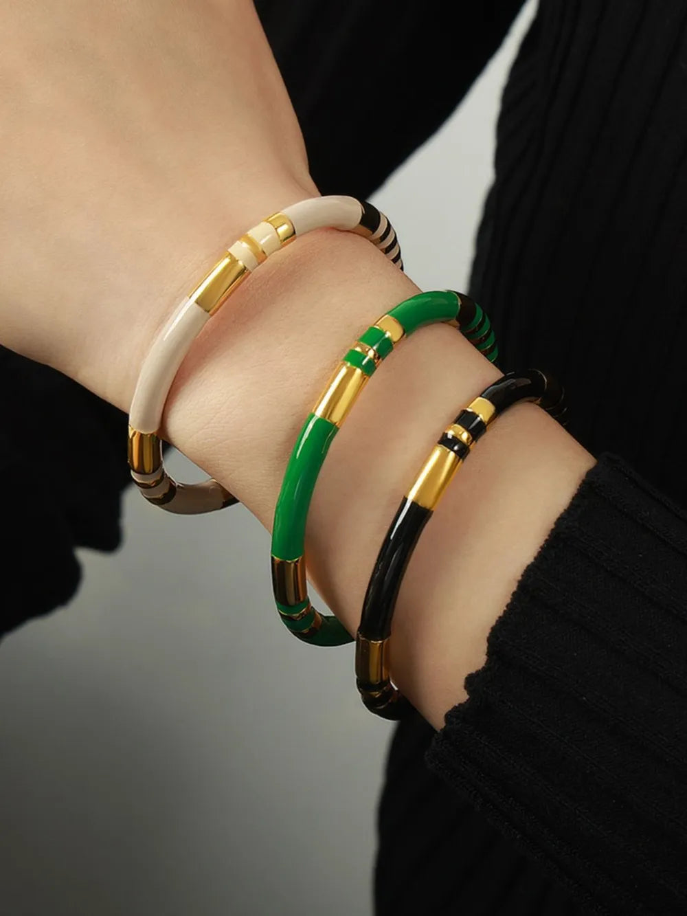 Enamel Titanium Steel Cuff Bracelet - V.I.P Digital Presence