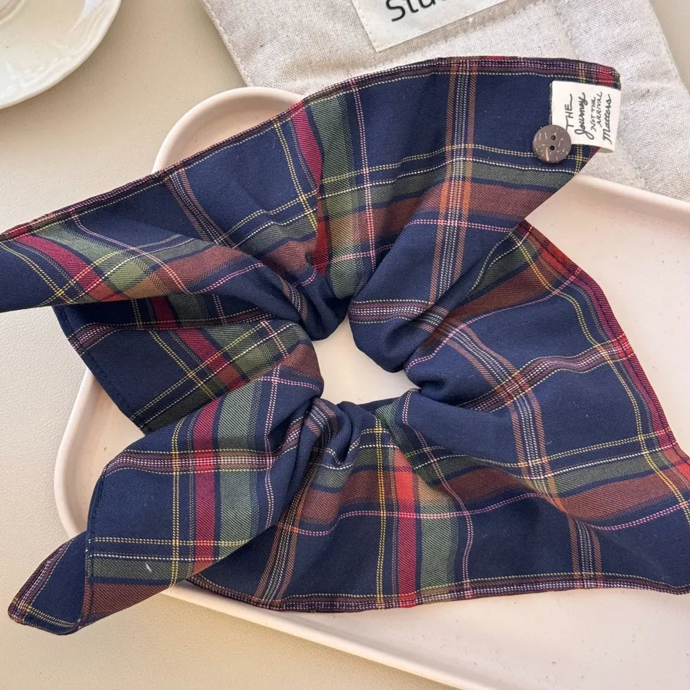 Contrast Plaid Elastic Hair Scrunchy - V.I.P Digital Presence