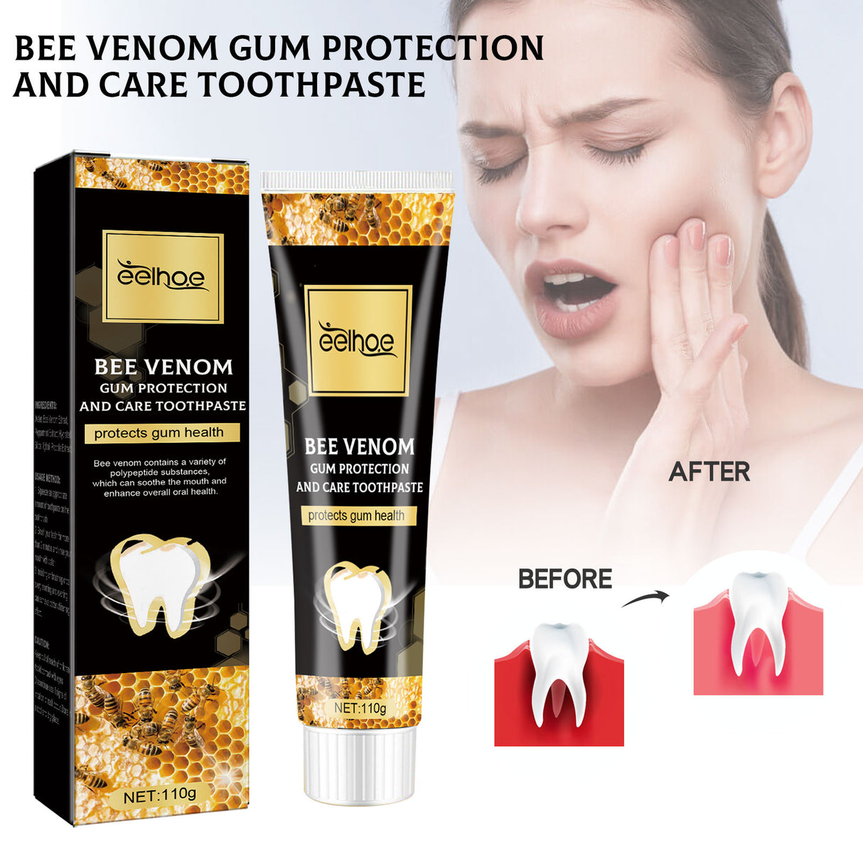 Bee Venom Gingival Toothpaste, Cleaning Stains Breath Fresh Whitening Toothpaste - V.I.P Digital Presence