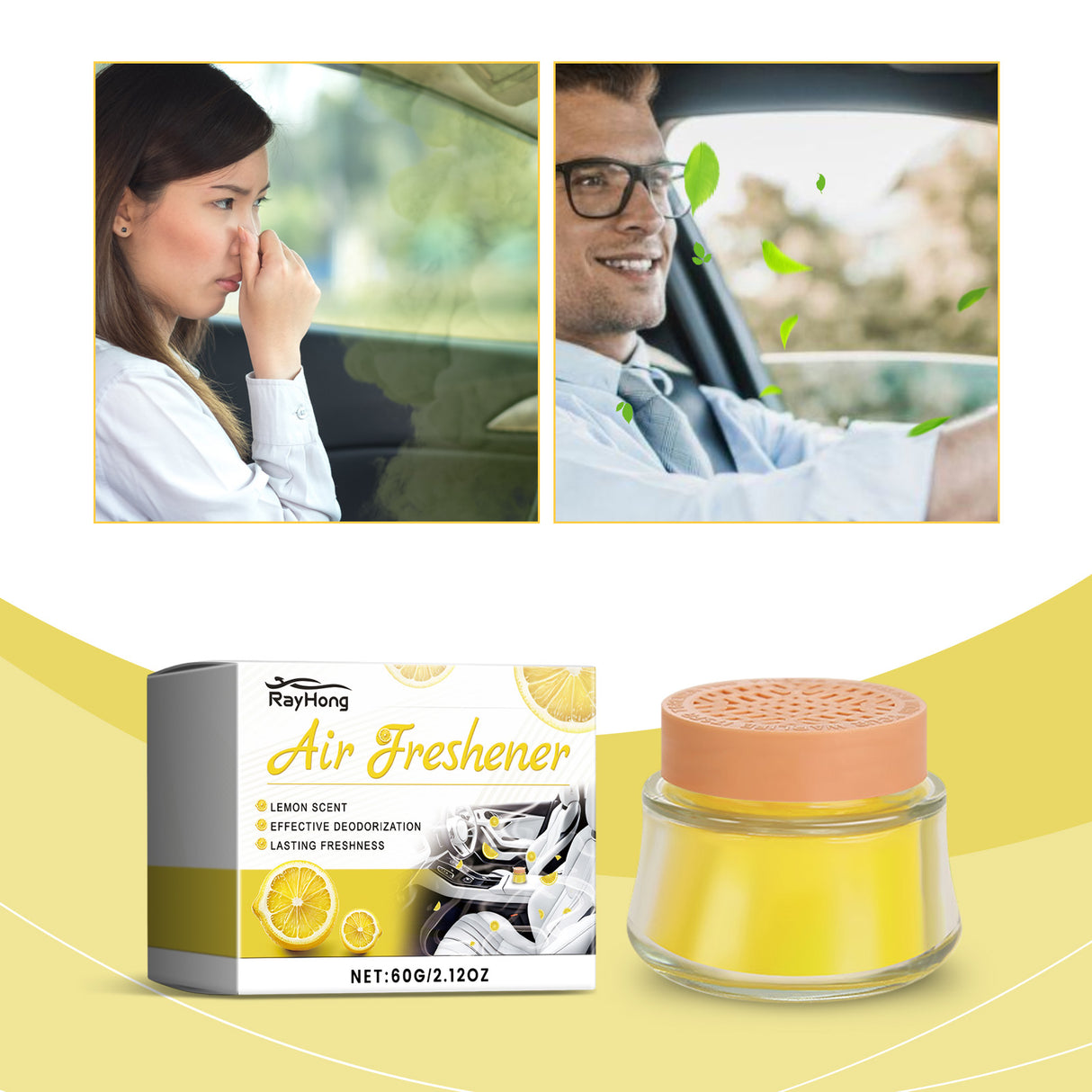 Lemon Fragrance Car Solid Balm, Car Air Fresh Light Fragrance Portable Car Balm - V.I.P Digital Presence
