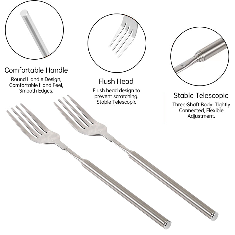 Stainless Steel Telescopic Long-Handle Fork for Barbecue, Dinner, Fruits and Desserts - V.I.P Digital Presence