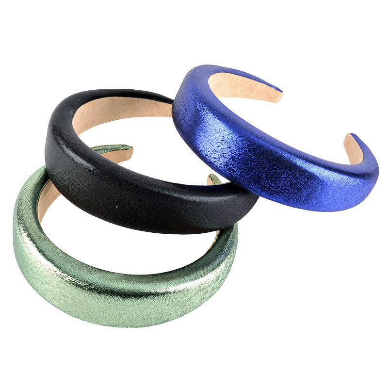 Bright Sponge Hair Hoop Wide Edge Thick Colored Shiny Silk Fabric Hair Accessories - V.I.P Digital Presence