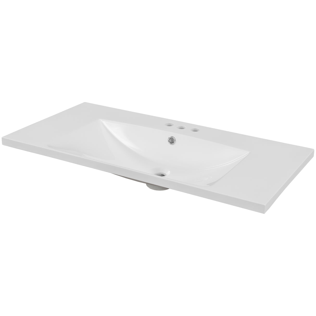 36" Single Bathroom Vanity Top with White Basin, 3-Faucet Holes, Ceramic, White - V.I.P Digital Presence