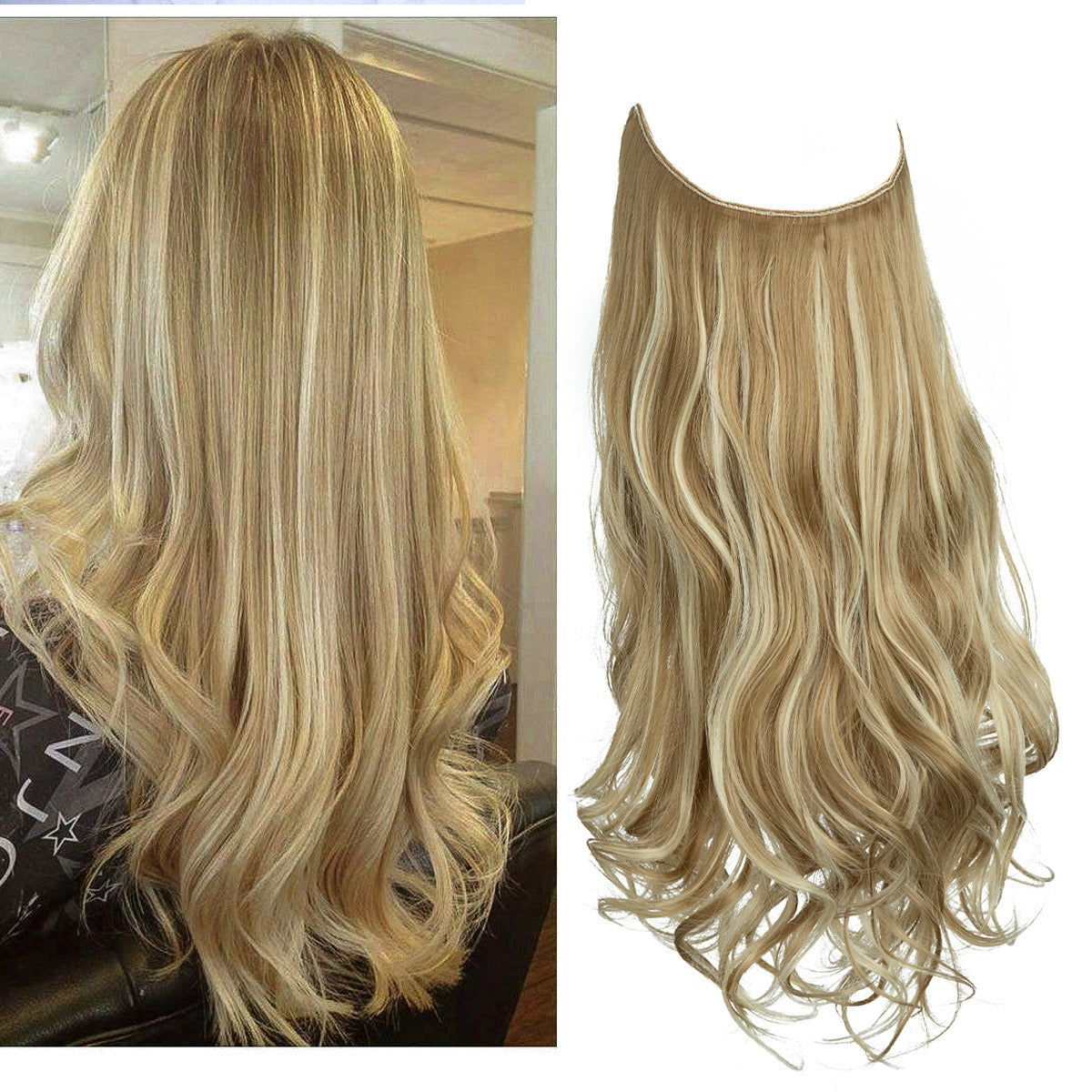 European And American Wig Piece Female Fishline Hair Extension Piece Chemical Fiber Matte High Temperature Silk Long Curly Human Hair - V.I.P Digital Presence