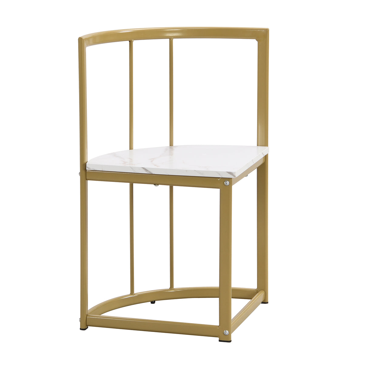 TOPMAX Modern 7-Piece Dining Table Set with Faux Marble Compact 55Inch Kitchen Table Set for 6 Golden+White