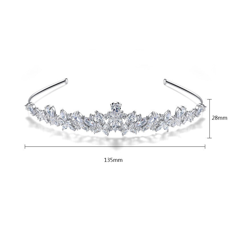Hair accessories, hair bands, copper zircon inlaid with fashionable temperament, bride's simple Korean version of banquet crown headwear - V.I.P Digital Presence