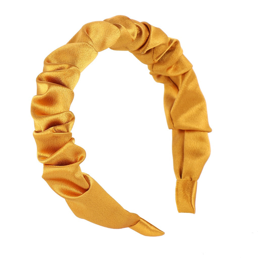 Multi color retro solid satin pleated hair compression headband - V.I.P Digital Presence