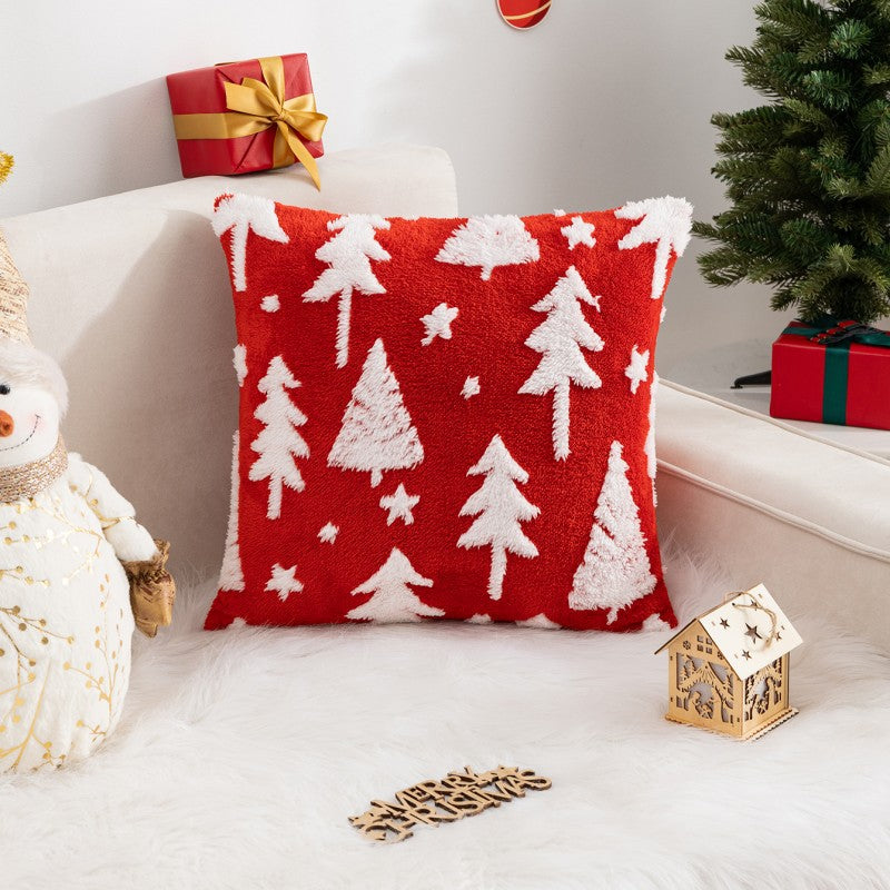 Christmas Pillow Cover (Excluding Pillow Core) Snowflake Velvet Jacquard Christmas Tree Elk Festival Decoration - V.I.P Digital Presence