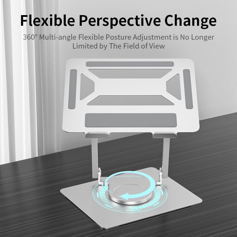 Soporte de aluminio para portátil de oficina, soporte de refrigeración para computadora, doble poste, plegable, rotación continua de 360 grados