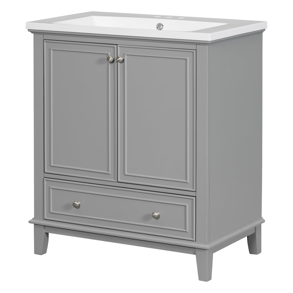 30inchgrey Bathroom Vanity with Sink ComboMulti-functional Bathroom Cabinet with Doors and Drawer Solid Frame and MDF Board - V.I.P Digital Presence