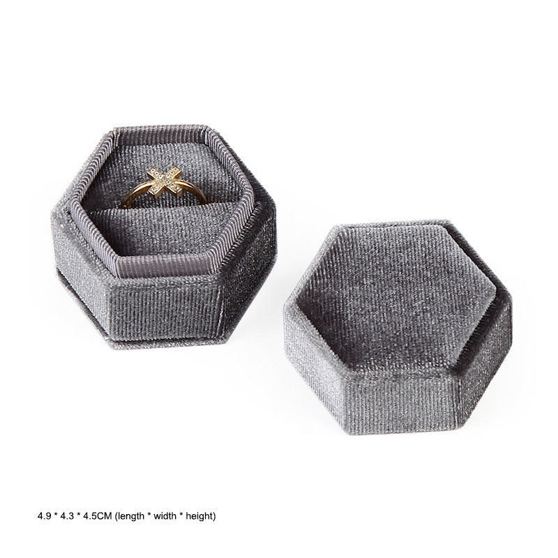 Hexagonal jewelry box, high-end Korean velvet ring earring box, jewelry box, jewelry packaging box - V.I.P Digital Presence