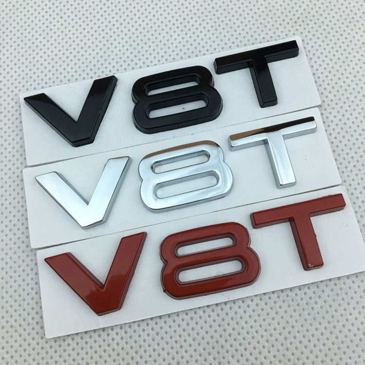 Suitable for Audi V6T V8T metal logo A4LA6LS7Q5Q3 displacement personalized modification leaf plate car sticker - V.I.P Digital Presence