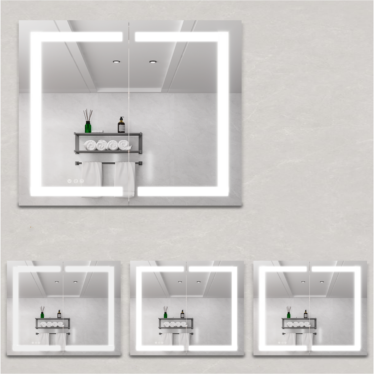 36 x 30 inch Medicine Cabinet with LED Vanity Mirror Anti-Fog Recessed or Surface Mount Waterproof DimmableAluminum 3000K~6000K Lighted Double Door Bathroom Cabinet with Touch Switch - V.I.P Digital Presence