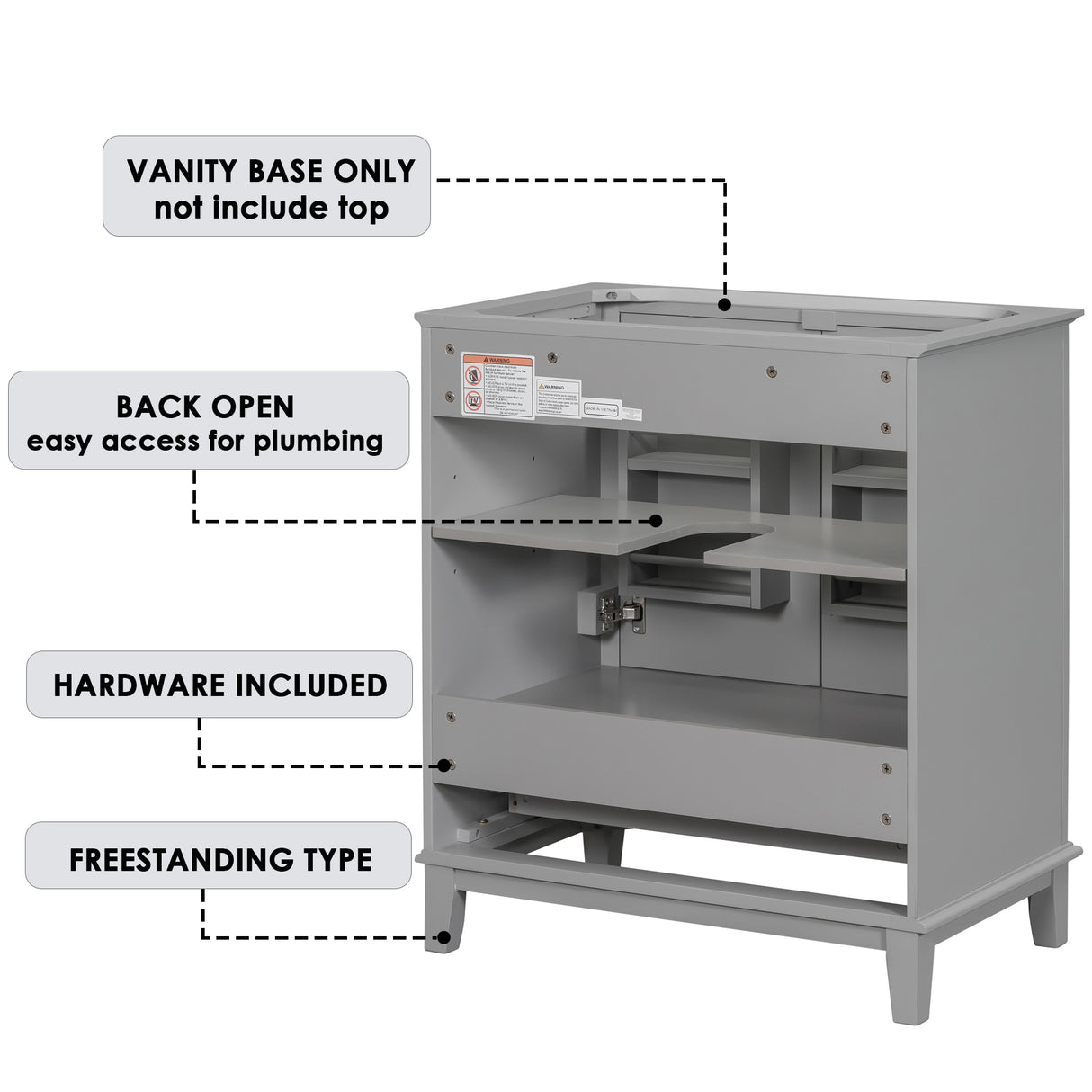 30 inch bathroom vanity no sink base only gray - V.I.P Digital Presence