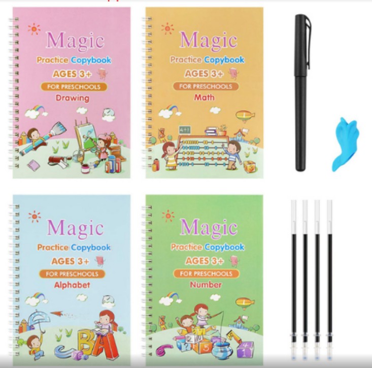 Full English version of calligraphy stickers Children's groove copybook Student hard pen practice copybook Magic writing sticker - V.I.P Digital Presence