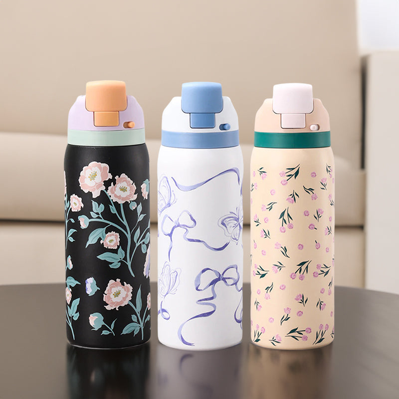 Fashionable Stainless Steel Insulated Bottle with Cartoon Patterns, Large-Capacity Jump Cup, Ideal for Outdoor Sports. - V.I.P Digital Presence