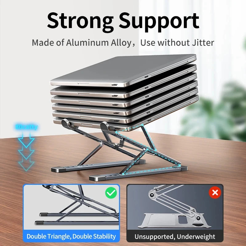 N8 Laptop Stand Adjustable Aluminum Desktop Cooling Pad for Macbook Notebook Bracket Support Foldable Portable Laptop Holder - V.I.P Digital Presence