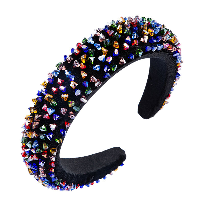 New Baroque Headband Feminine Color Hand-Stitched Glass Bead Headband Thin Sponge Headband - V.I.P Digital Presence