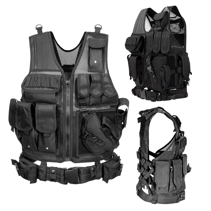 Tactical Vest for Men, Airsoft Vest, Black Molle Vest and Cap Protective Equipment, Tactical Airsoft Gear - V.I.P Digital Presence