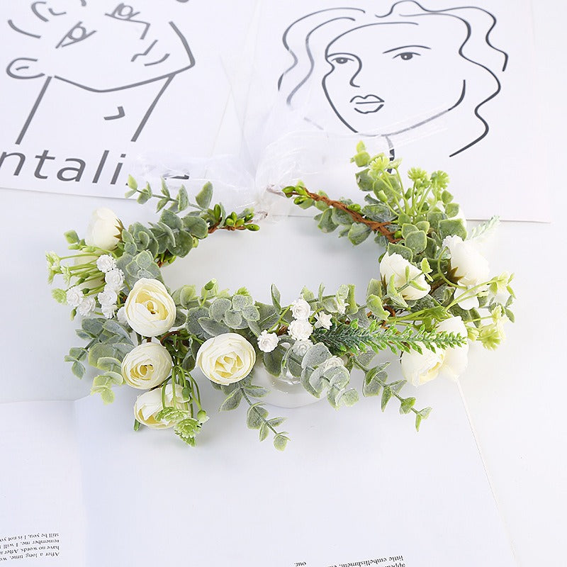Forest style bride and bridesmaid flower wreath headband seaside vacation wreath headband - V.I.P Digital Presence