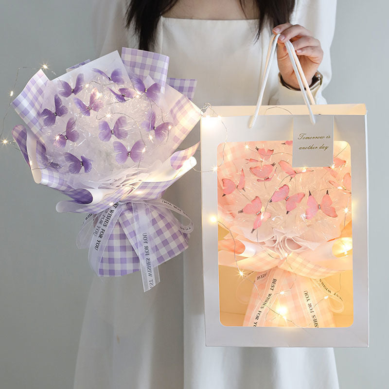 New DIY Butterfly Bouquets Handmade Butterfly Flower Material Package Bouquet with Light String Wedding Decor Gift for Girlfrien - V.I.P Digital Presence