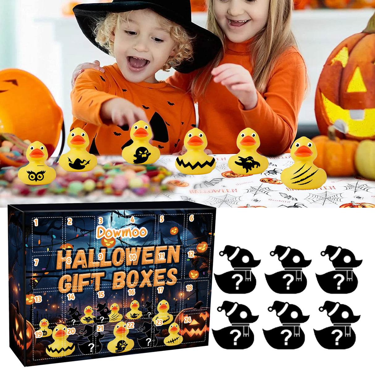 Halloween Duck Blind Box, Advent Countdown 24 Grid Surprise Decoration Rubber Duck Toy Gift Box - V.I.P Digital Presence