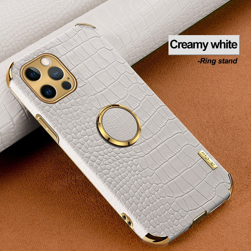 Luxury Crocodile pattern Leather Holder Phone Case For iPhone 11 12 13 Pro Max Mini X XR XSMax 7 8 Plus SE 2020 Shockproof Cover