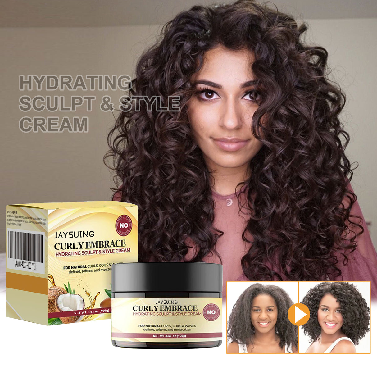 Moisturizing Styling Cream, Fluffy Curly Hair Styling, Hydrating And Glossy Frizzy Hair Repair Cream - V.I.P Digital Presence