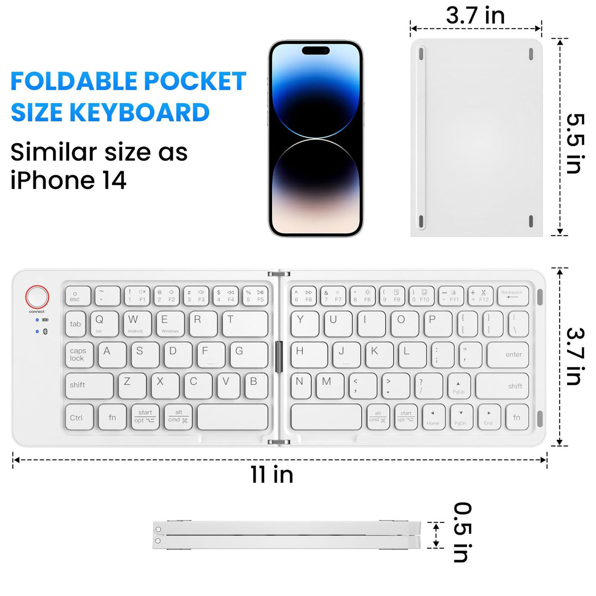 Ultra slim folding portable charging dual-mode Bluetooth keyboard with one click connection - V.I.P Digital Presence