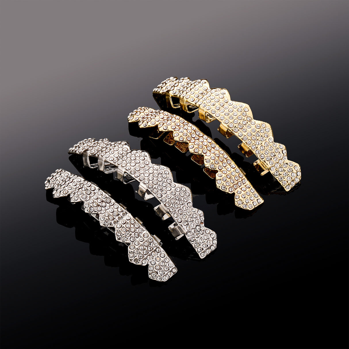 Real gold electroplated gold tooth set eight tooth full diamond hip hop tooth set tee grills - V.I.P Digital Presence