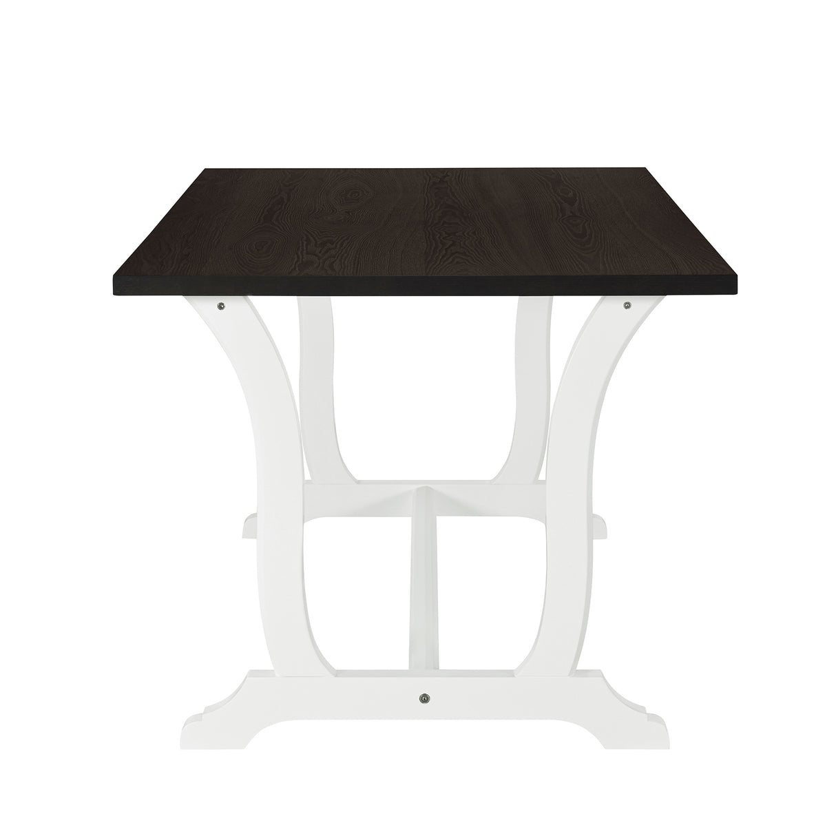 TOPMAX Farmhouse 6-Piece Trestle Dining Table Set with Upholstered Dining Chairs and Bench 59inch, White