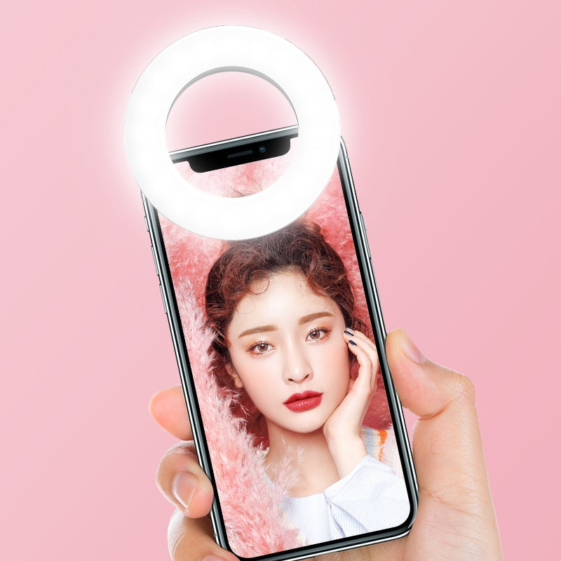 Anillo de luz para selfies con 40 lámparas LED de 3200 K a 6500 K, actualizado, para iPhone, Android, smartphone, vlog, luz de relleno, recargable.