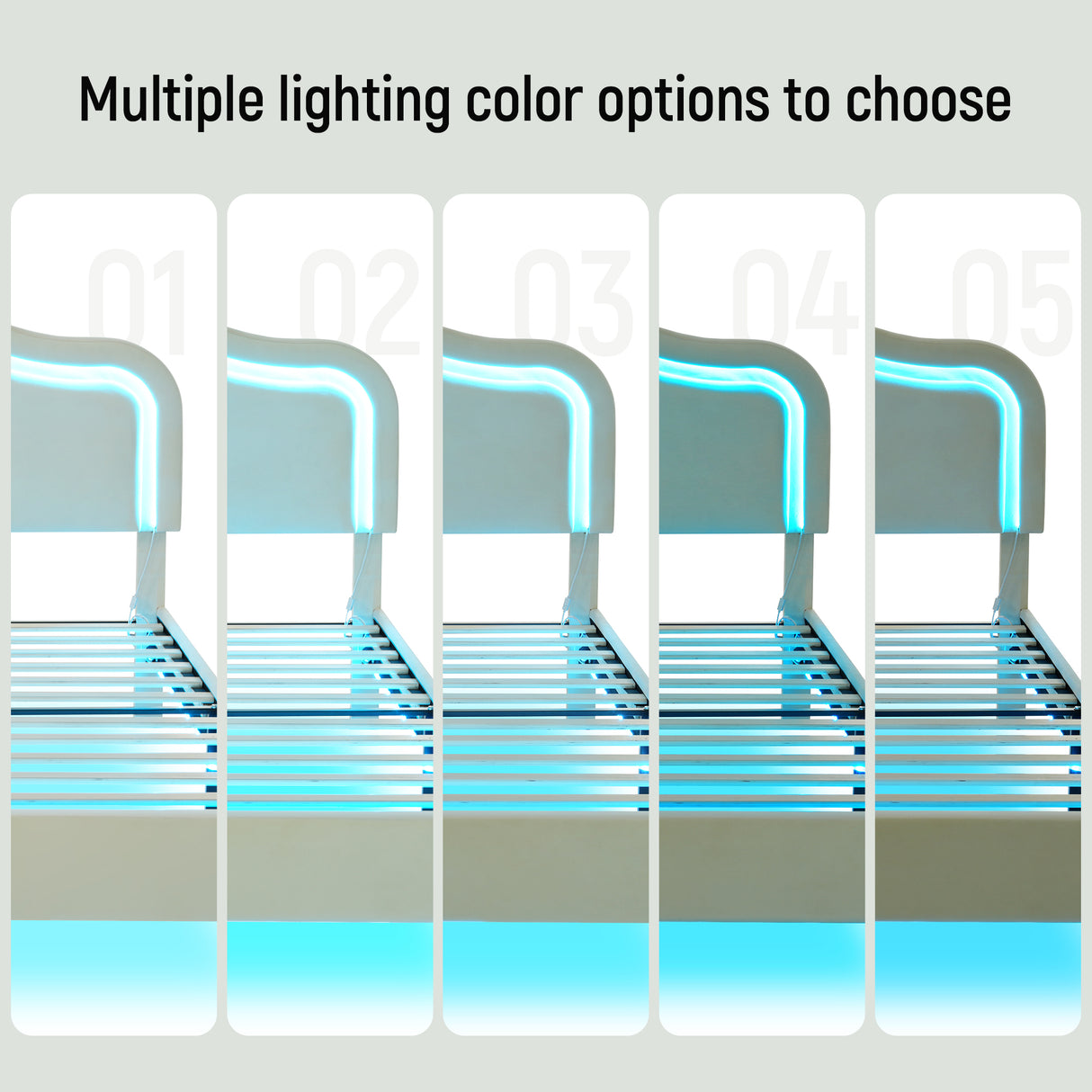 Full Size Velvet Upholstered Smart LED Bed Frame with Adjustable Height Headboard,No Box Spring Needed,Easy Assembly,Beige - V.I.P Digital Presence