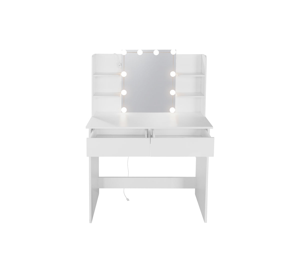 Makeup Vanity Desk With LED Lighted Mirror ,Dressing Table Set With 2 Large Drawers 10 LED Light ,White Color - V.I.P Digital Presence