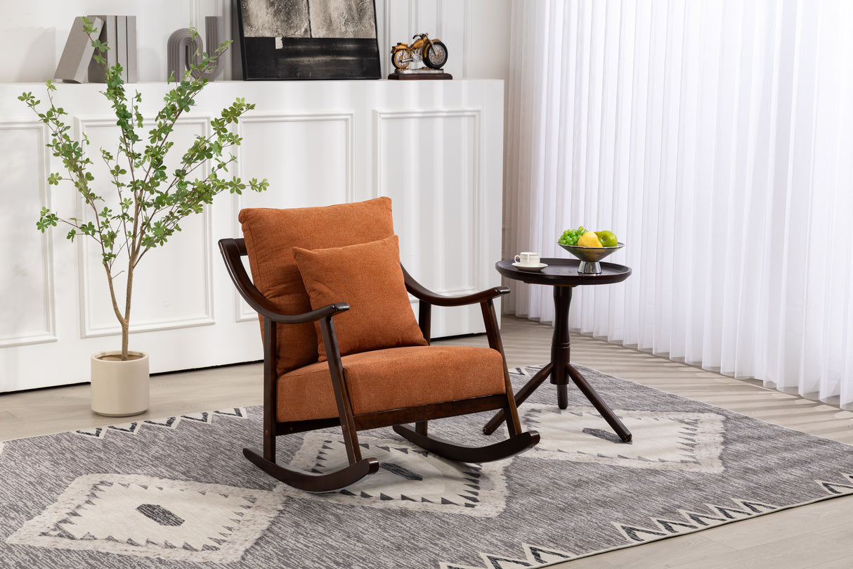 woven fabric Mid Century Modern Accent Chairs Comfy Upholstered Glider Arm Chair with Solid Wood for Living Room Bedroom Balcony - V.I.P Digital Presence